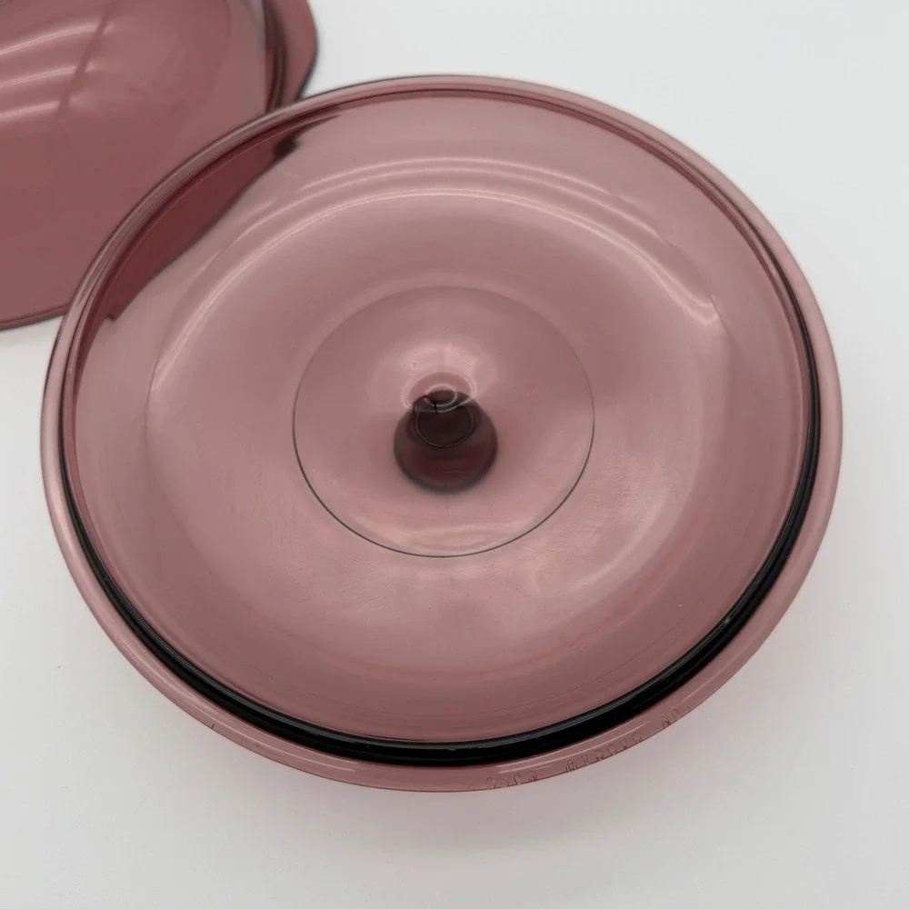 Pyrex‎ Cranberry Glass Covered Casserole Dish 624C Corning USA Retro Baking Dish
